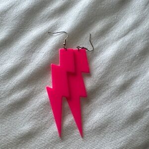 Pink Lightning Bolt Earrings